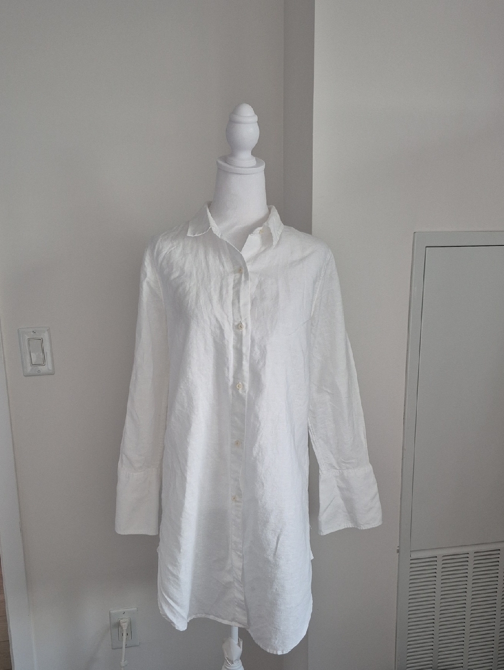 J Crew Linen Cotton Swimsuit Coverup In White Size Small